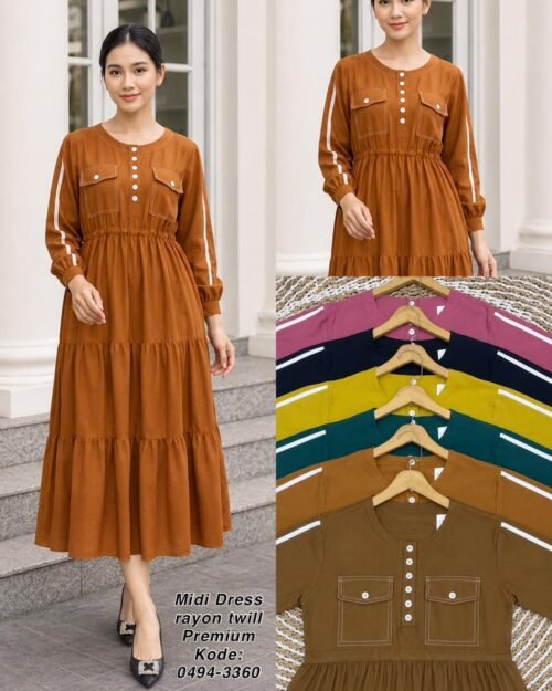 midi dress bahan rayon twill/0494