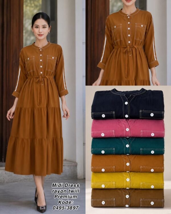 midi dress bahan rayon twill/0495