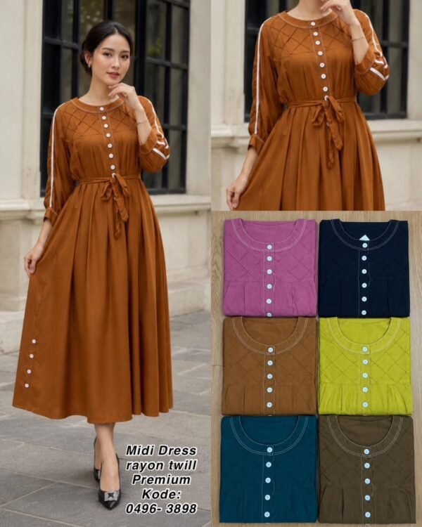 midi dress bahan rayon twill/0496
