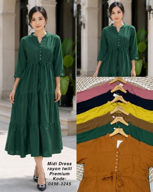 midi dress bahan rayon twill/0498