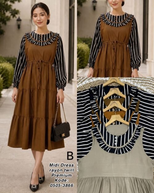 midi dress bahan rayon twill MOTIVE / 0505B