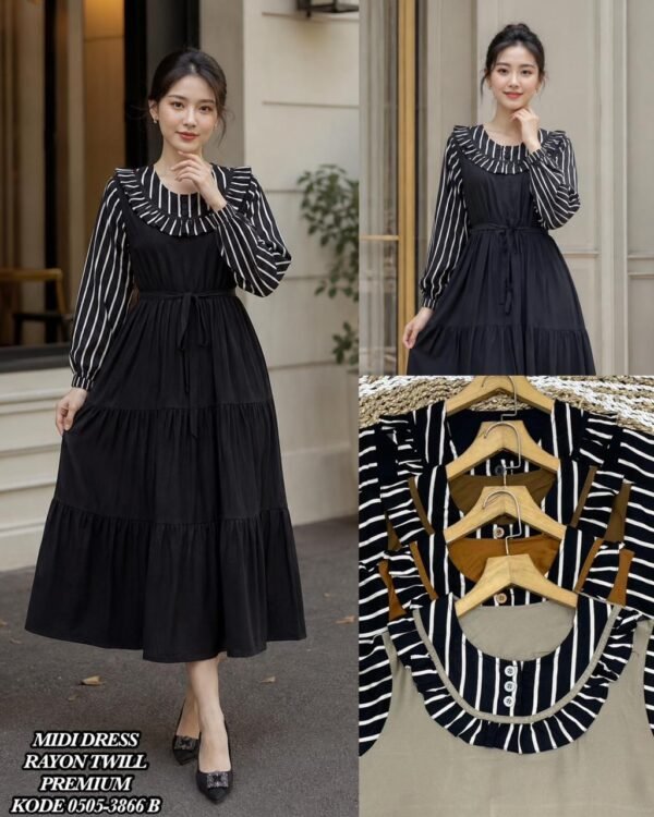 midi dress bahan rayon twill MOTIVE / 0505B