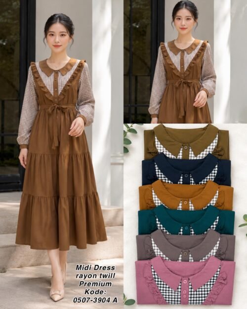 midi dress bahan rayon twill/0507 A