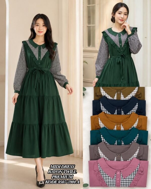 midi dress bahan rayon twill/0507 A