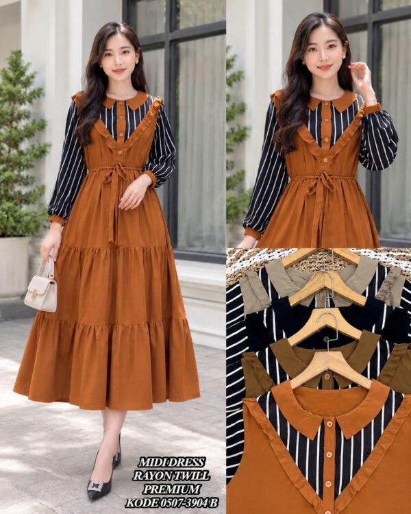 midi dress bahan rayon twill/0507 B
