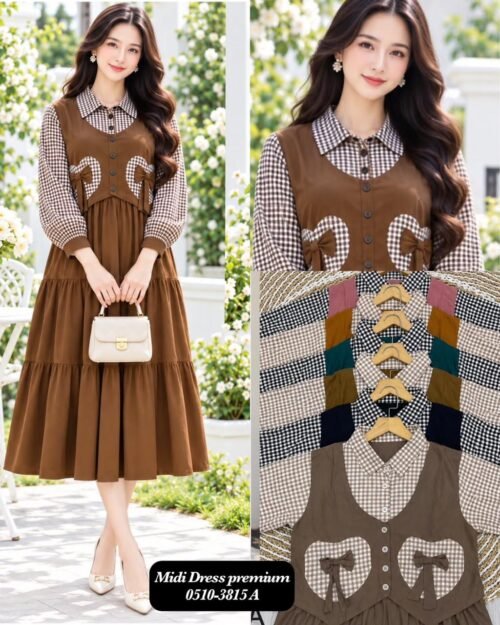 midi dress bahan rayon twill/0510 A