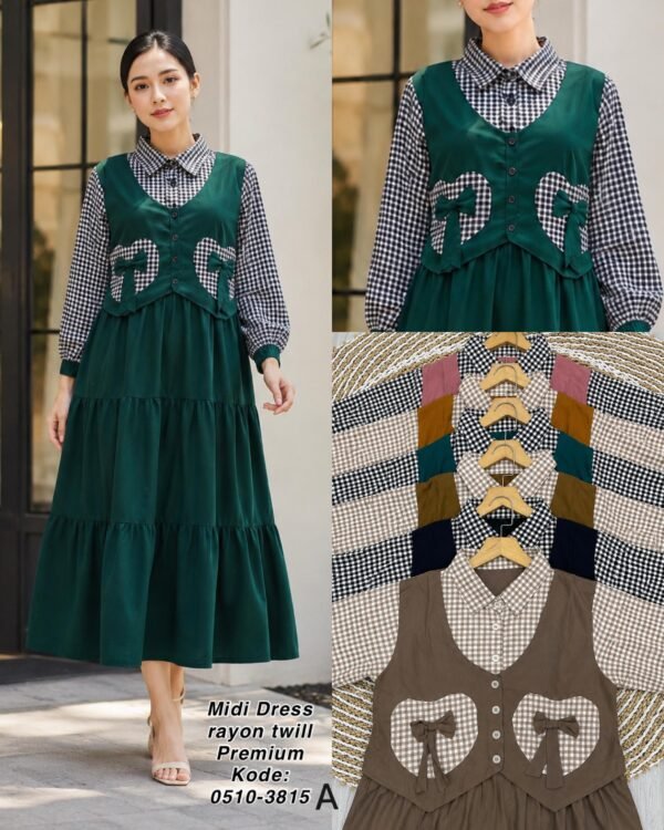 midi dress bahan rayon twill/0510 A