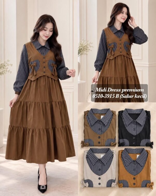 0510 B midi dress bahan rayon twill/0510 B