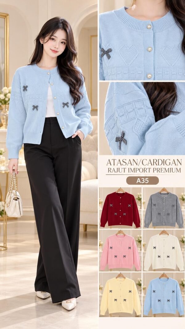 A35A atasan rajut/cardigan import